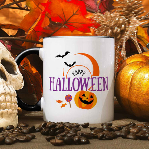 Bedruckte Tasse mit Motiv im Happy Halloween Design