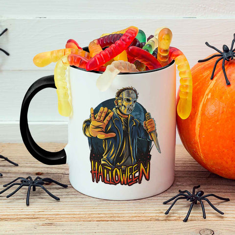 Bedruckte Tasse mit Motiv im Halloween Slasher Design