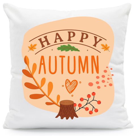 Bedrucktes Kissen mit Spruch Happy Autumn