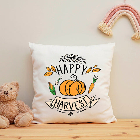 Bedrucktes Kissen mit Spruch Happy Harvest