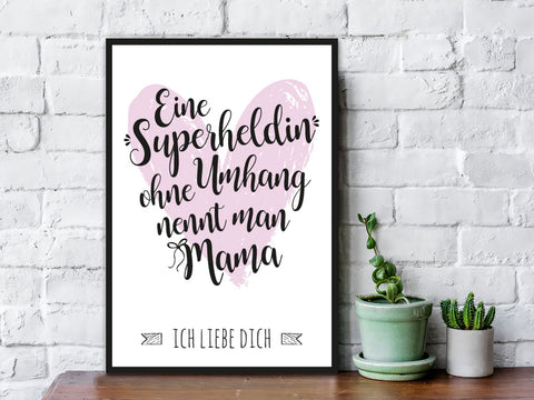 Holzschild mit Spruch Superhelden ohne Umhang Mama