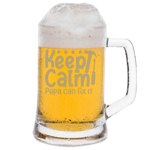 Montana Bierkrug mit Gravur "Keep calm papa can fix it"