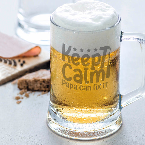 Montana Bierkrug mit Gravur "Keep calm papa can fix it"