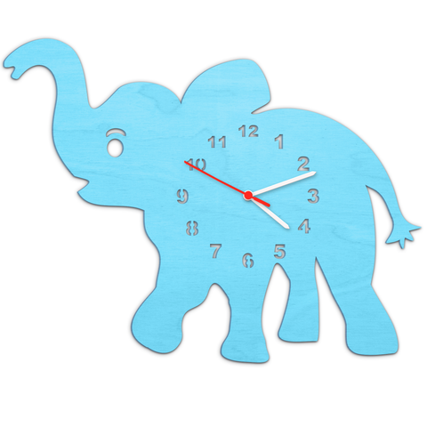 Kinder Wanduhr Elefant Baby Blau