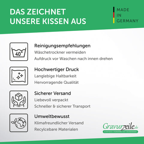 Bedrucktes Kissen mit Motiv Einzeln sind wir Worte zusammen eine Geschichte