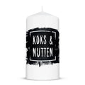 Kleine Kerze mit Spruch "Koks & Nutten"