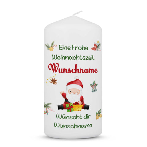 Weihnachtskerze "Fröhliche Weihnachtszeit" mit Namen