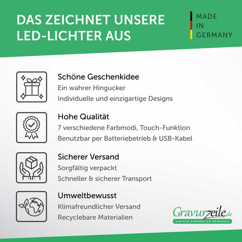 Graviertes Acrylglas im Danke Mama Design mit LED-Sockel