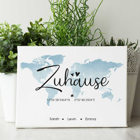 Personalisierte Leinwand - "Zuhause" mit Namen