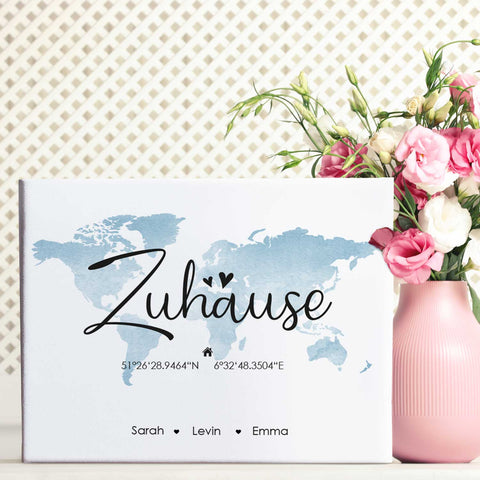 Personalisierte Leinwand - "Zuhause" mit Namen