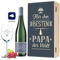 Leonardo Weinglas Bester Papa der Welt inkl. bedruckter Holzkiste + Riesling Tandem