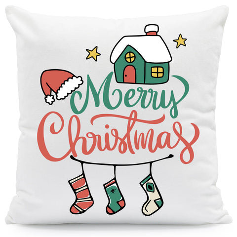 Kissen mit Weihnachtsmotiv - Merry Christmas Home - Weihnachtsdeko - Geschenke für Frauen & Männer