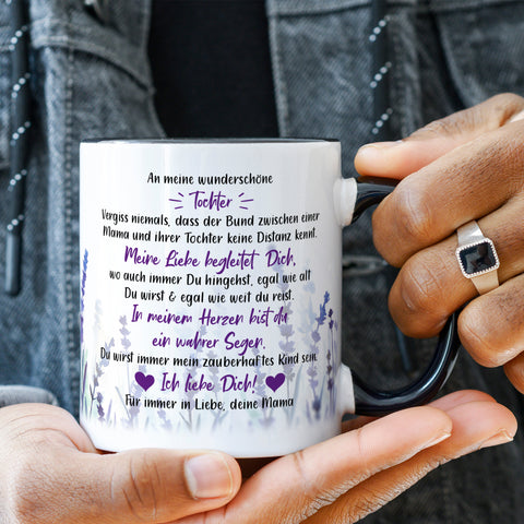 Bedruckte Tasse mit Spruch von Mama für die Tochter