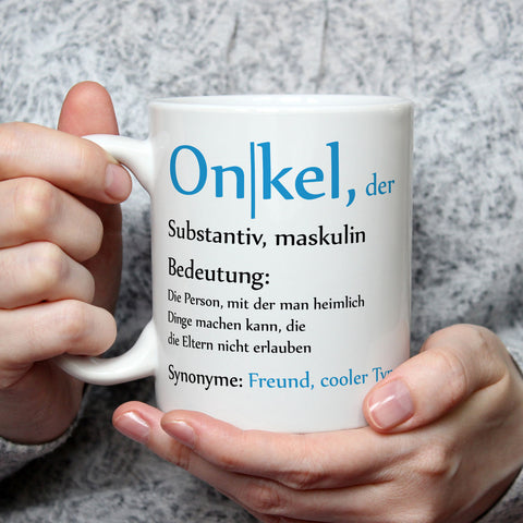 Bedruckte Tasse mit Spruch Onkel Definition