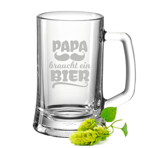 Montana Bierkrug mit Gravur "Papa braucht ein Bier"