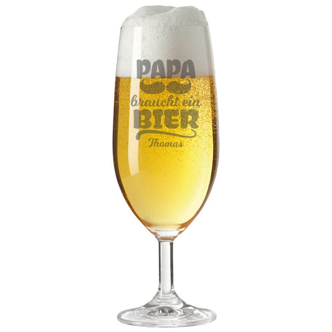 Leonardo Bierglas mit Gravur "Papa braucht ein Bier" mit Namen