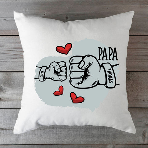 Bedrucktes Kissen mit Motiv Papa fist bump