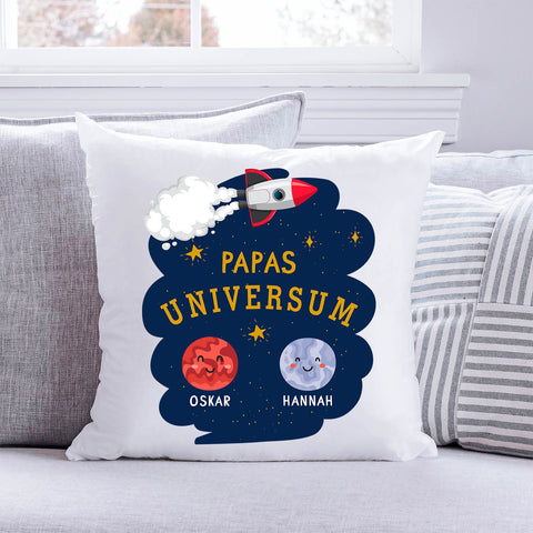 Bedrucktes Kissen mit Motiv Papas Universum