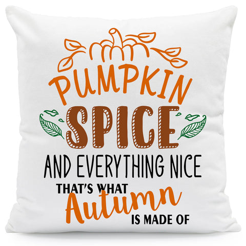 Bedrucktes Kissen mit Spruch Pumpkin spice and everything nice