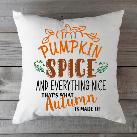 Bedrucktes Kissen mit Spruch Pumpkin spice and everything nice