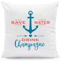 Bedrucktes Kissen mit Spruch Save Water drink Champagne