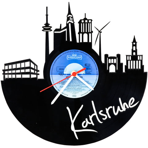 Schallplattenuhr Skyline Karlsruhe