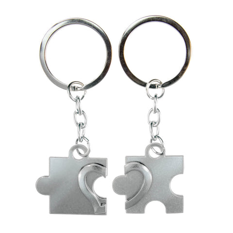 Puzzle-Partnerset Schlüsselanhänger in Silber mit Gravur