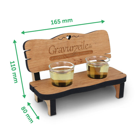 Gravierte Schnapsbank im Schluckimpfung Design + 2 Schnapsgläser