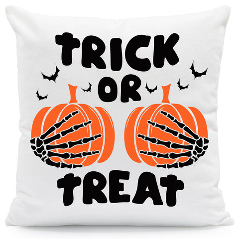 Bedrucktes Kissen mit Motiv Trick or Treat Skelett