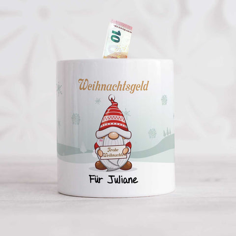 Bedruckte Spardose - Weihnachtsgeld mit Namen