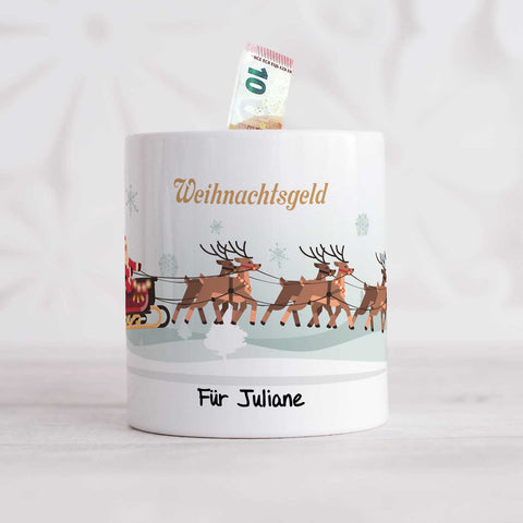 Bedruckte Spardose - Weihnachtsgeld mit Namen