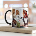 Bedruckte Tasse mit dem Spruch Love und acht eigenen Fotos