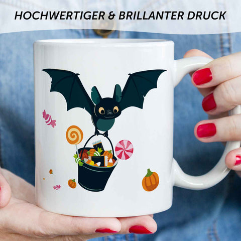 Bedruckte Tasse mit Motiv im Fledermaus Design