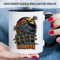 Bedruckte Tasse mit Motiv im Halloween Vogelscheuche Design