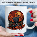 Bedruckte Tasse mit Motiv im Halloween Vogelscheuche Design