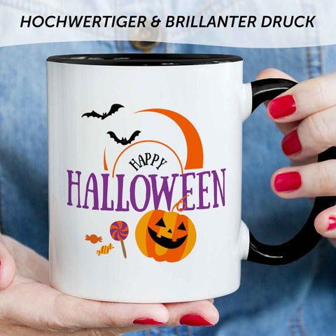 Bedruckte Tasse mit Motiv im Happy Halloween Design