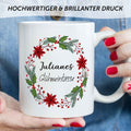 Bedruckte Tasse mit Weihnachtsmotiv - Glühweintasse - personalisiert mit Namen