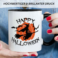 Bedruckte Tasse mit Motiv im Happy Halloween Hexen Design