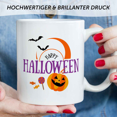 Bedruckte Tasse mit Motiv im Happy Halloween Design