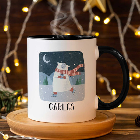 Bedruckte Tasse mit Weihnachtsmotiv - Winterfreuden mit Name