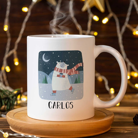 Bedruckte Tasse mit Weihnachtsmotiv - Winterfreuden mit Name