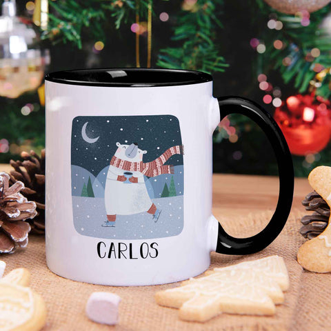 Bedruckte Tasse mit Weihnachtsmotiv - Winterfreuden mit Name