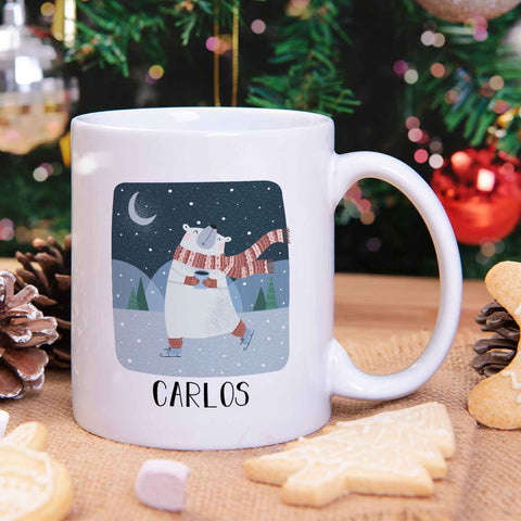 Bedruckte Tasse mit Weihnachtsmotiv - Winterfreuden mit Name