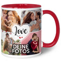 Bedruckte Tasse mit dem Spruch Love und acht eigenen Fotos