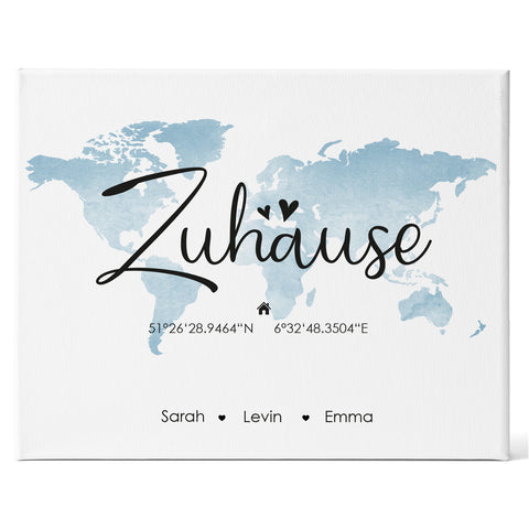 Personalisierte Leinwand - "Zuhause" mit Namen