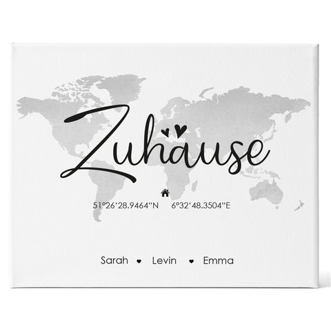 Personalisierte Leinwand - "Zuhause" mit Namen