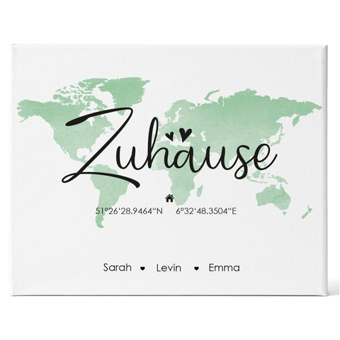 Personalisierte Leinwand - "Zuhause" mit Namen