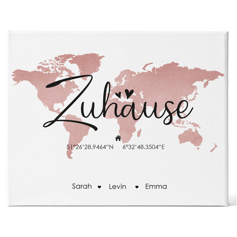 Personalisierte Leinwand - "Zuhause" mit Namen