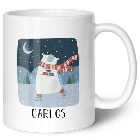 Bedruckte Tasse mit Weihnachtsmotiv - Winterfreuden mit Name