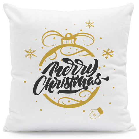 Kissen mit Weihnachtsmotiv - Weihnachtskugel Gold  - Weihnachtsdeko - Geschenk für Frauen & Männer